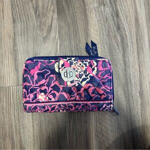 Vera bradley pink white and blue floral printed wallet